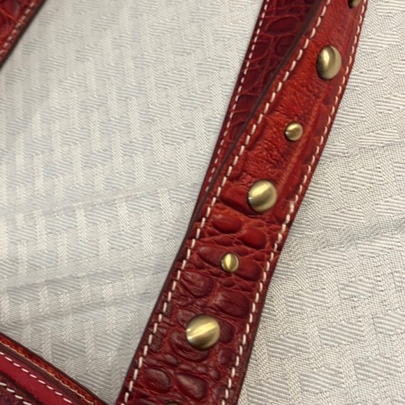 Sharif Studio Red Pebbled Handbag with Rhinestones, Used Once. - Picture 7 of 13